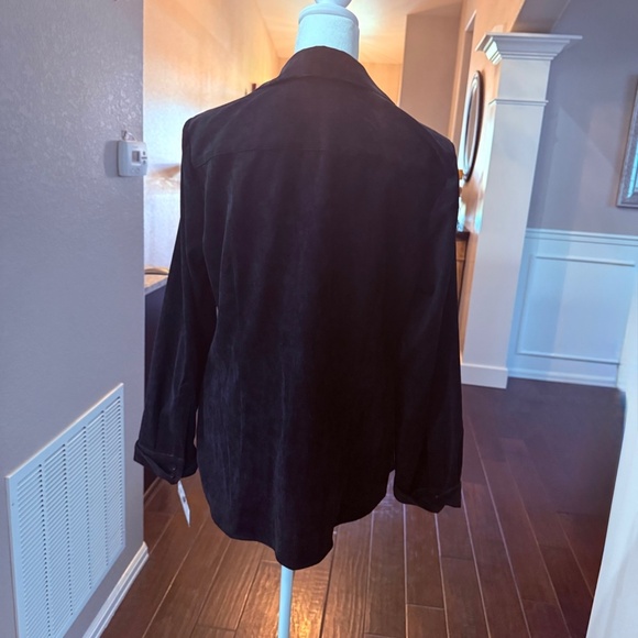 Croft and barrow stretch, zip up jacket, fine corduroy in black size medium - Picture 3 of 5